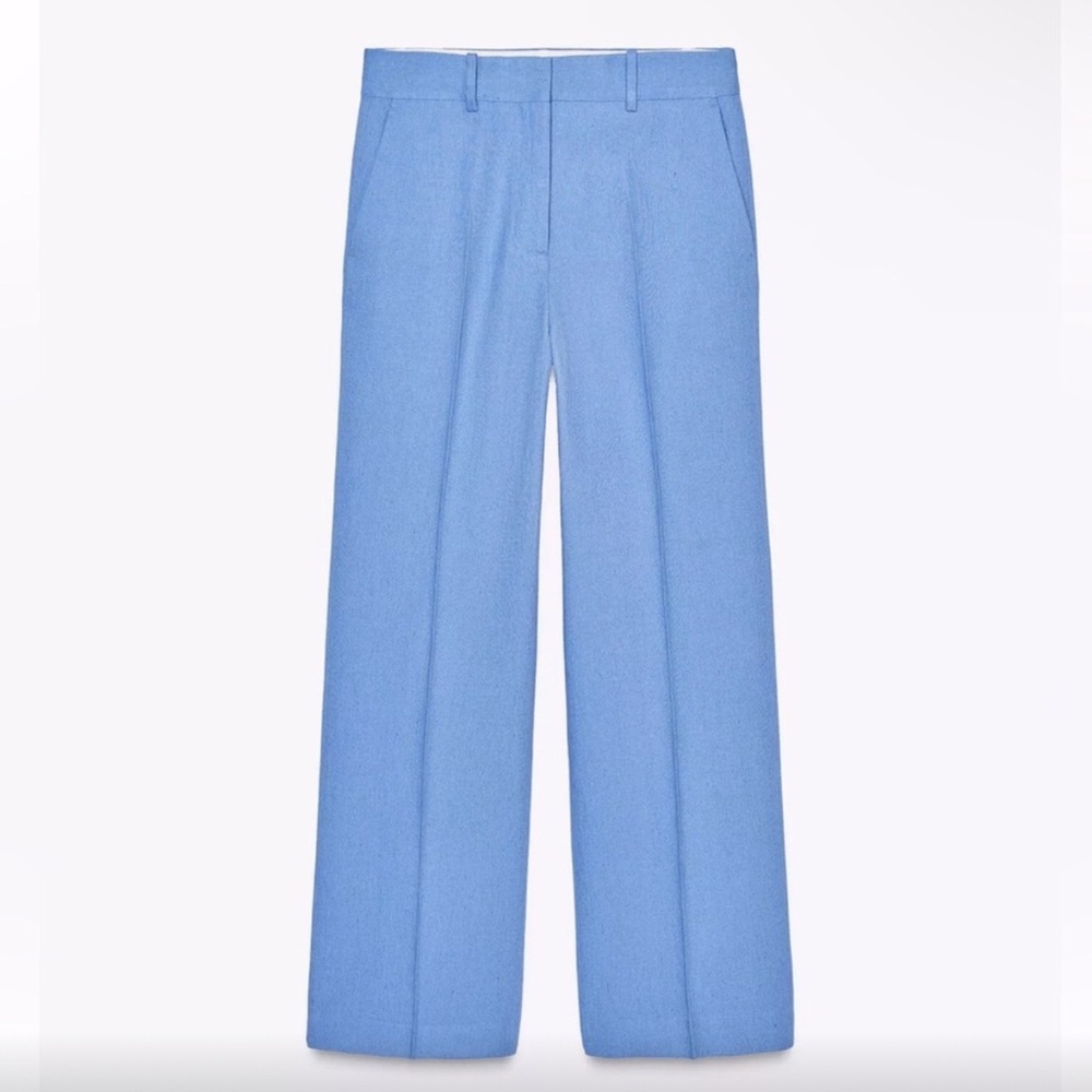 NEW Zara Collection Linen Blend Blue Trousers | S